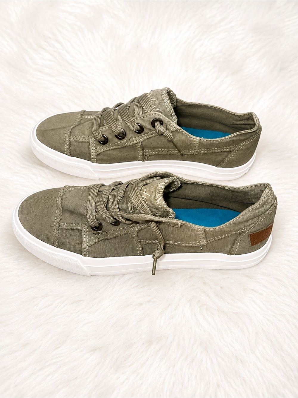 Olive Canvas Low-Top Sneakers - Casual Women's Shoes - Picture 2 of 6